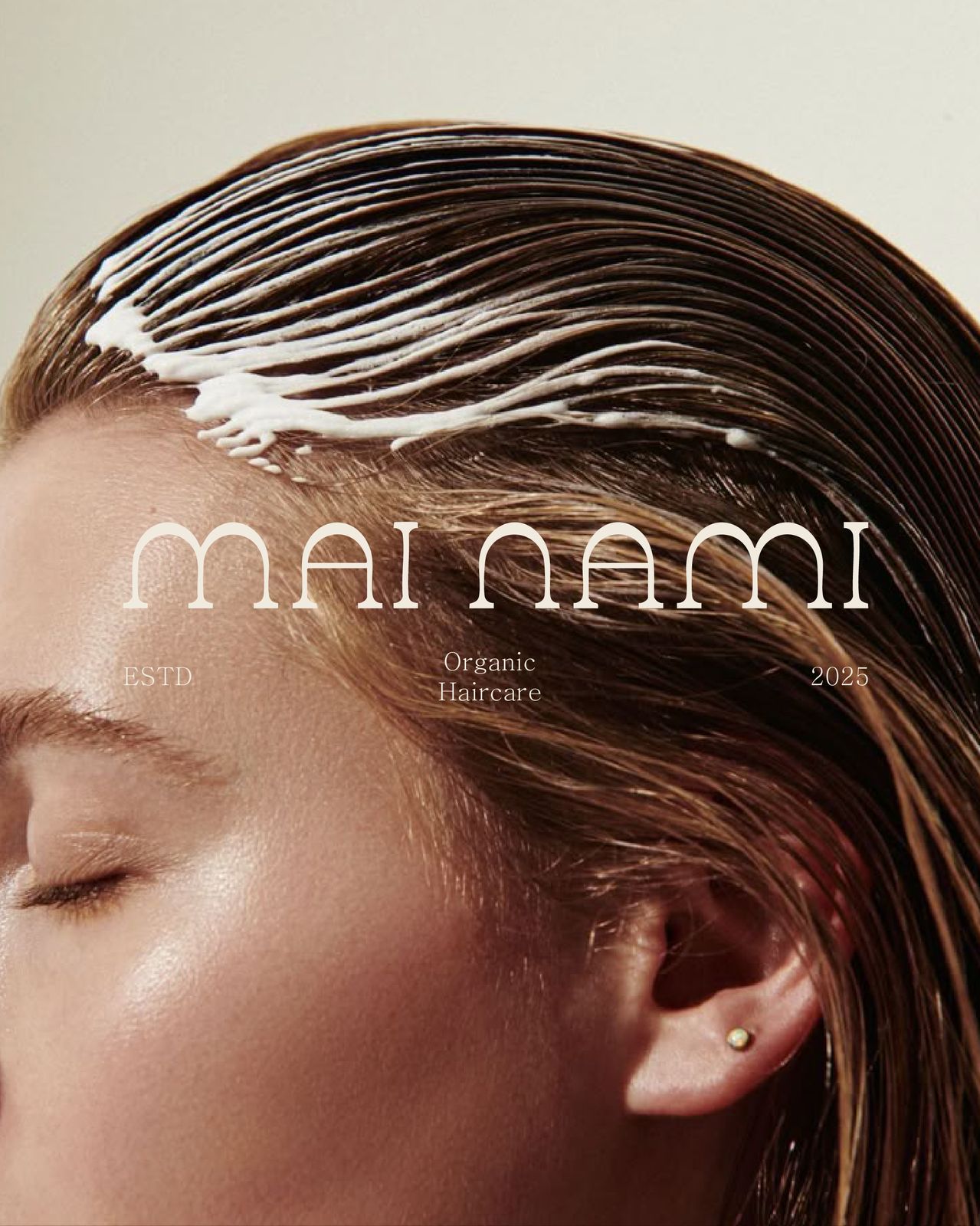 Mai Nami campaign portrait, cream worked through damp waves